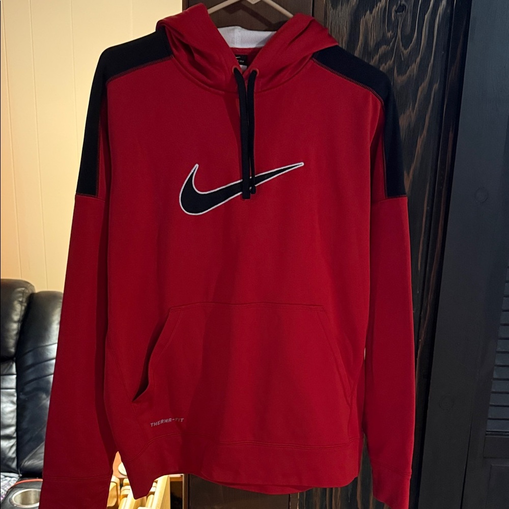 Nike Red and Black Hoodie with Logo